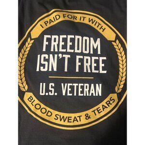 NRA Veteran Freedom Graphic T Shirt Military Blood Sweat Tears Black Sz L NWT